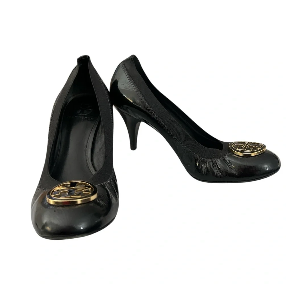 Tory Burch “Caroline” Flex Leather Pump Heels, Black, Women’s, Size 9